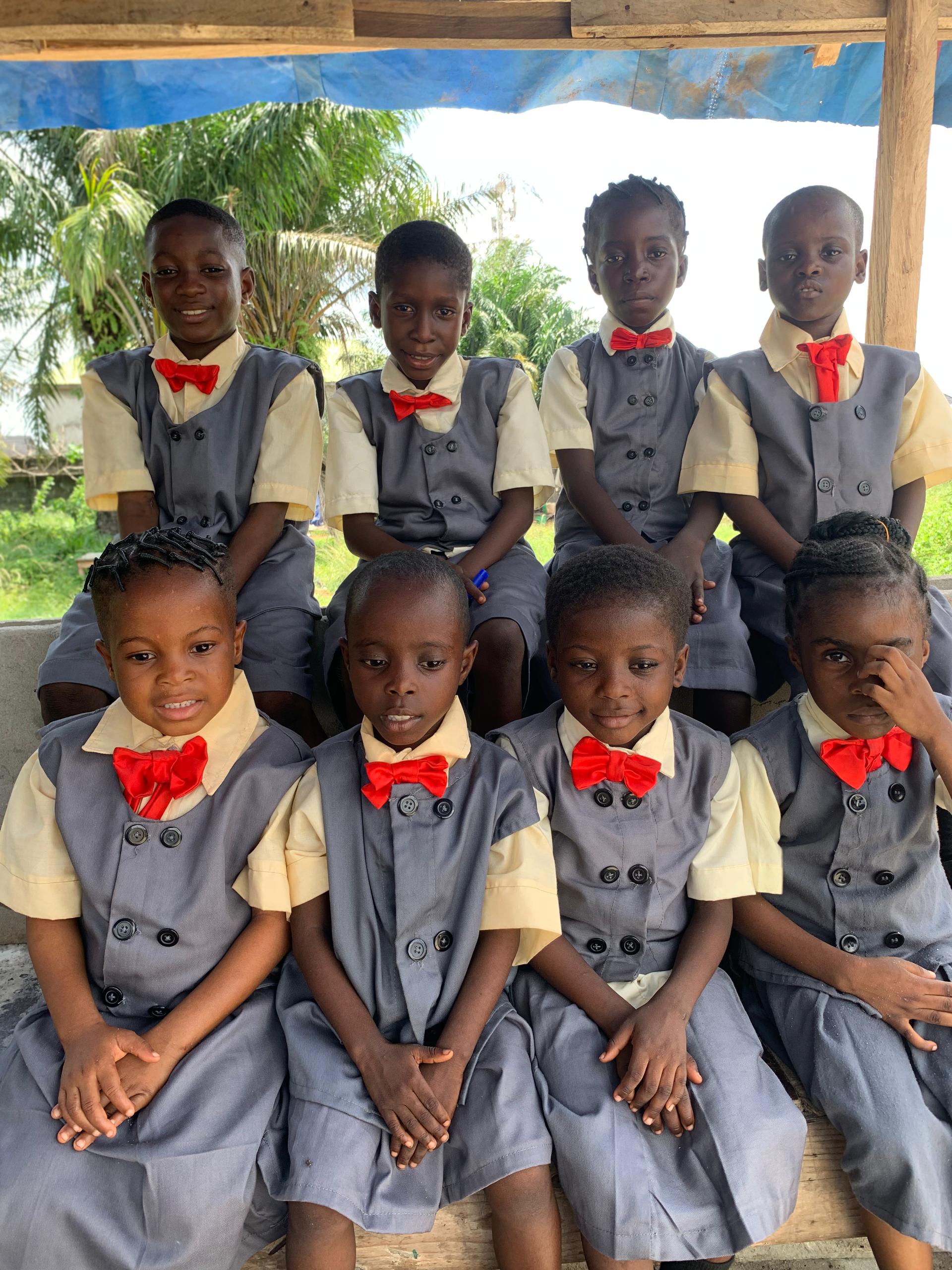 Primary school students in uniform