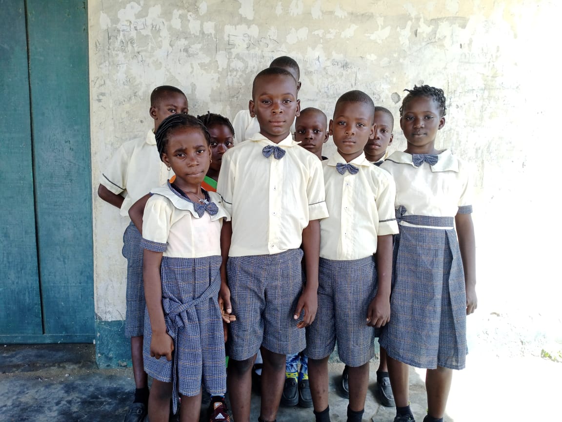 Students in formal school uniform